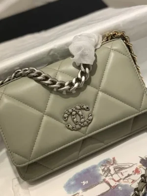 Chanel Olive Quilted Wallet