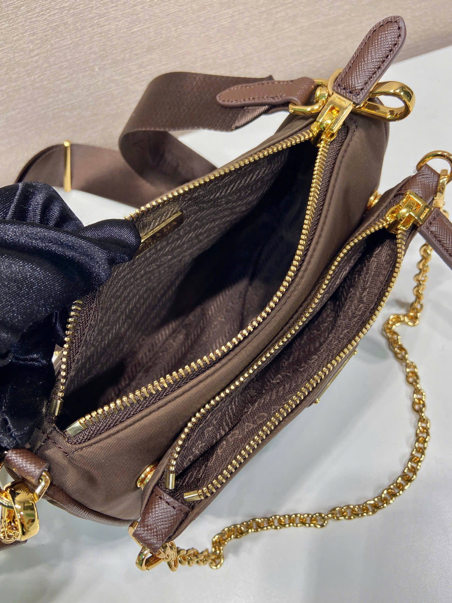Prada Re-Edition Multi Pouch Nylon Shoulder Bag 1BH230 - Image 3