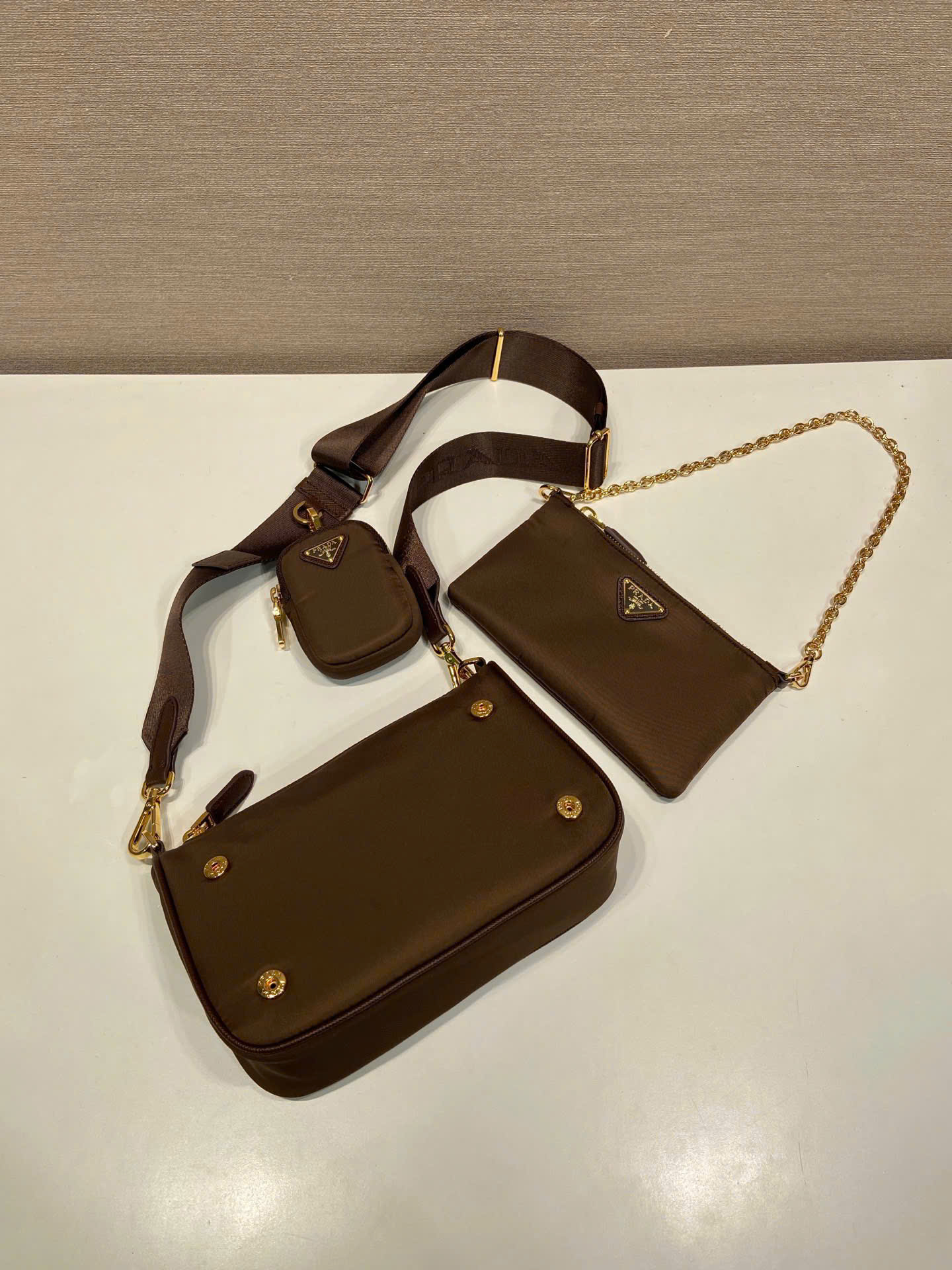 Prada Re-Edition Multi Pouch Nylon Shoulder Bag 1BH230 - Image 6