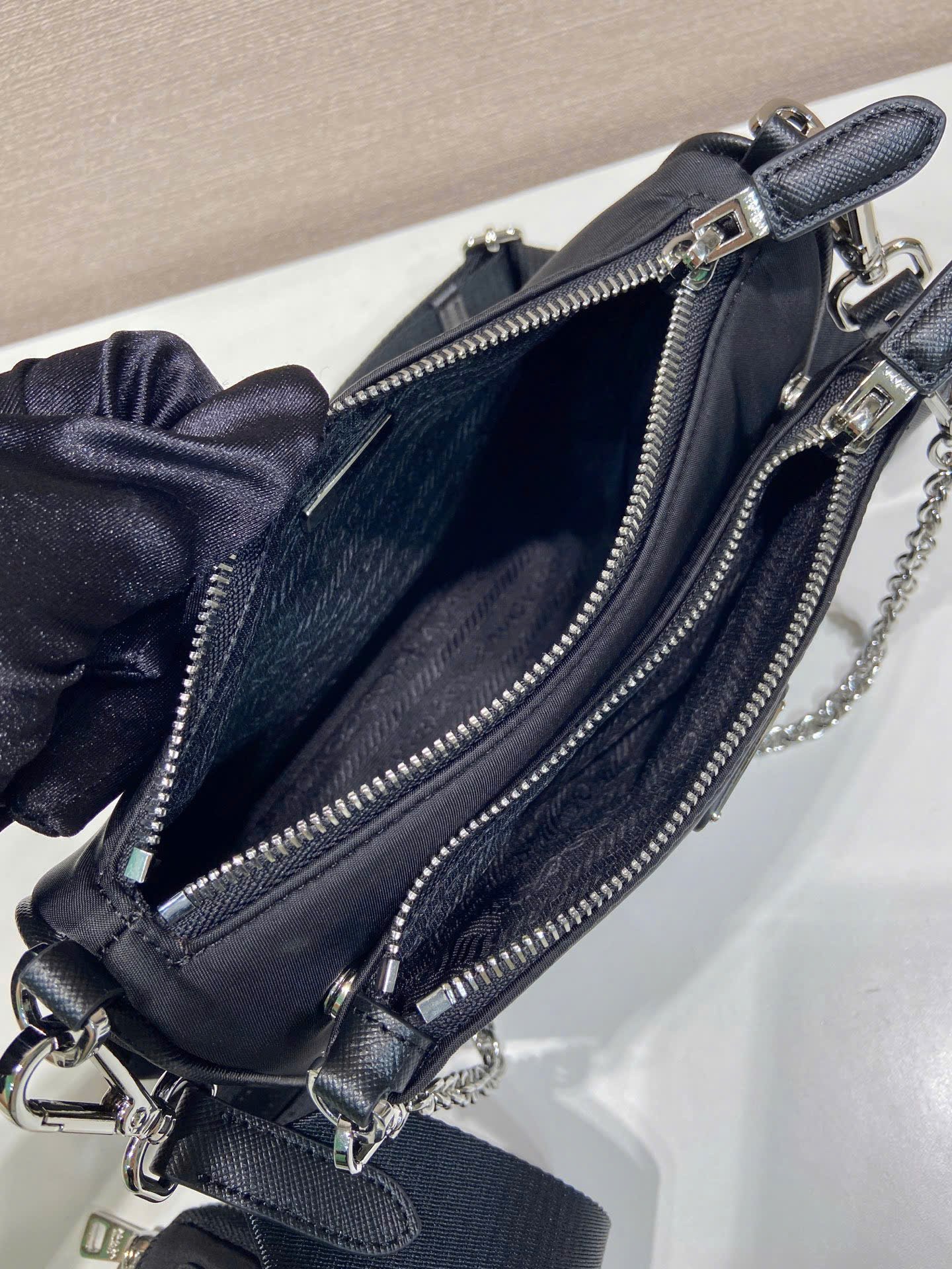 Prada Re-Edition Multi Pouch Nylon Shoulder Bag 1BH230 - Image 3