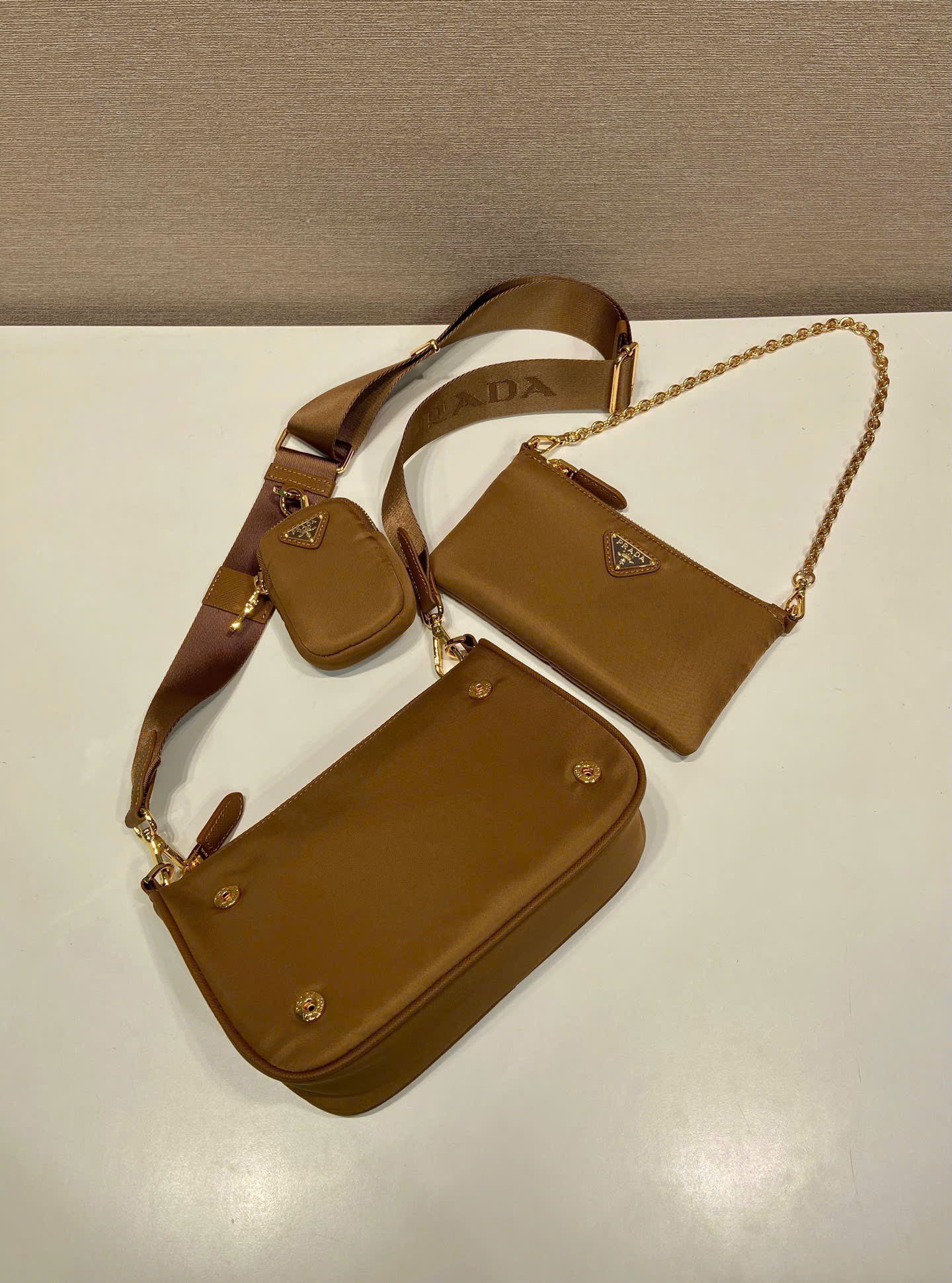 Prada Re-Edition Multi Pouch Nylon Shoulder Bag 1BH230 - Image 6