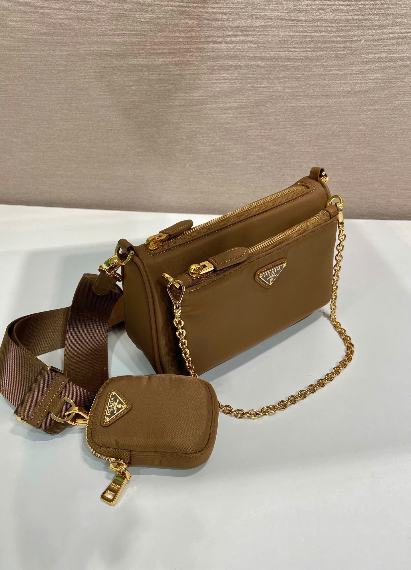 Prada Re-Edition Multi Pouch Nylon Shoulder Bag 1BH230 - Image 8
