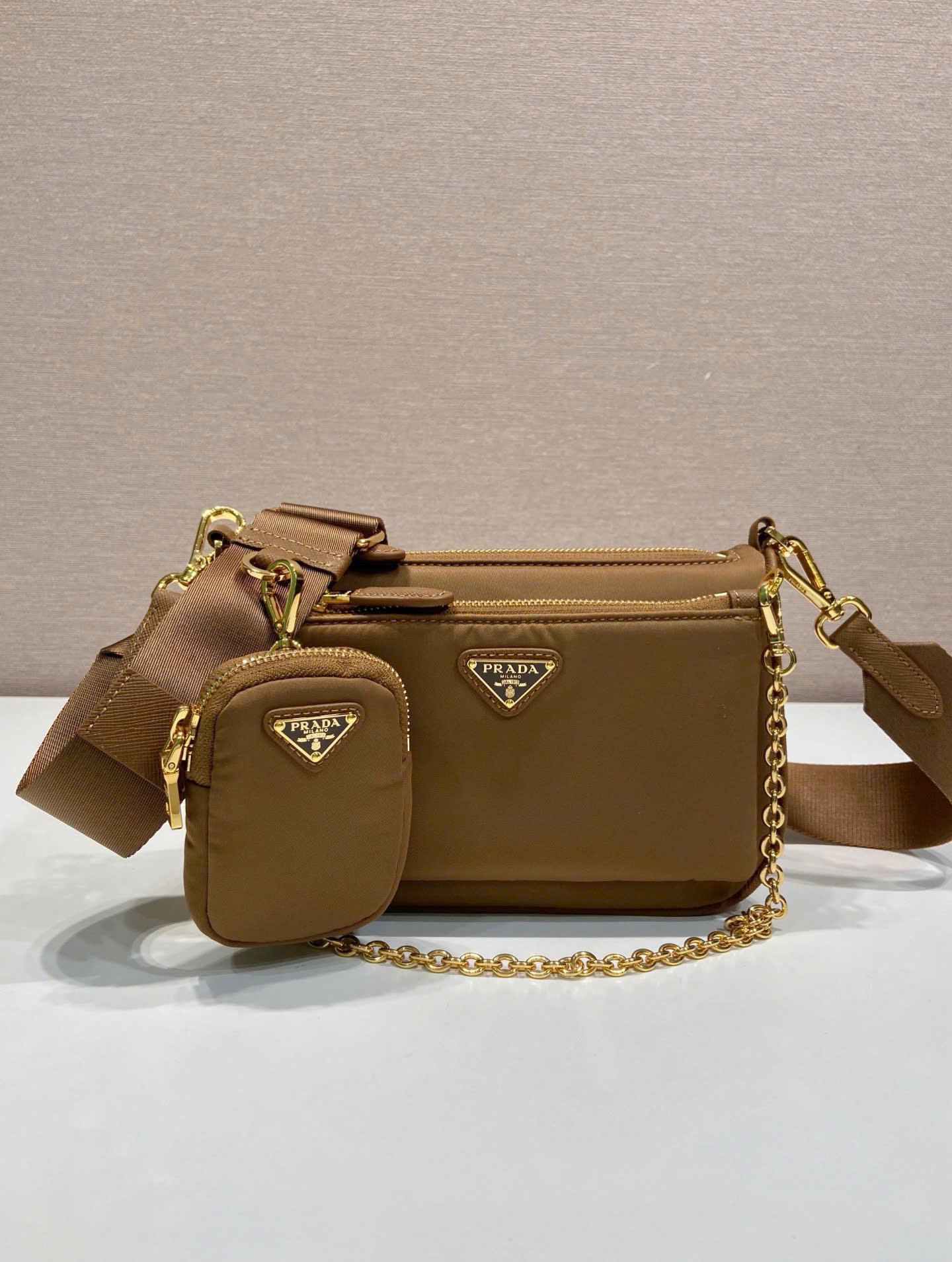 Prada Re-Edition Multi Pouch Nylon Shoulder Bag 1BH230 - Image 9