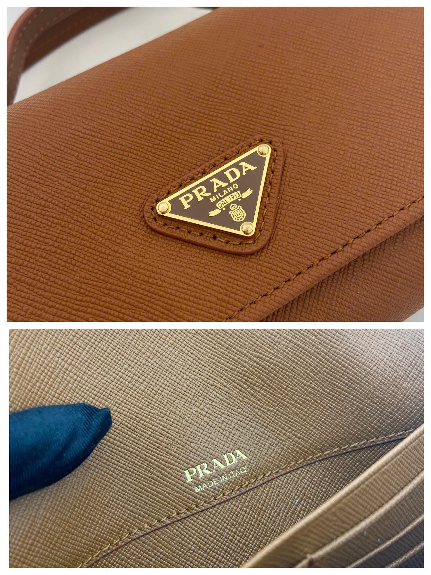 Prada Saffiano Leather Flap Wallet Shoulder Strap - Image 2