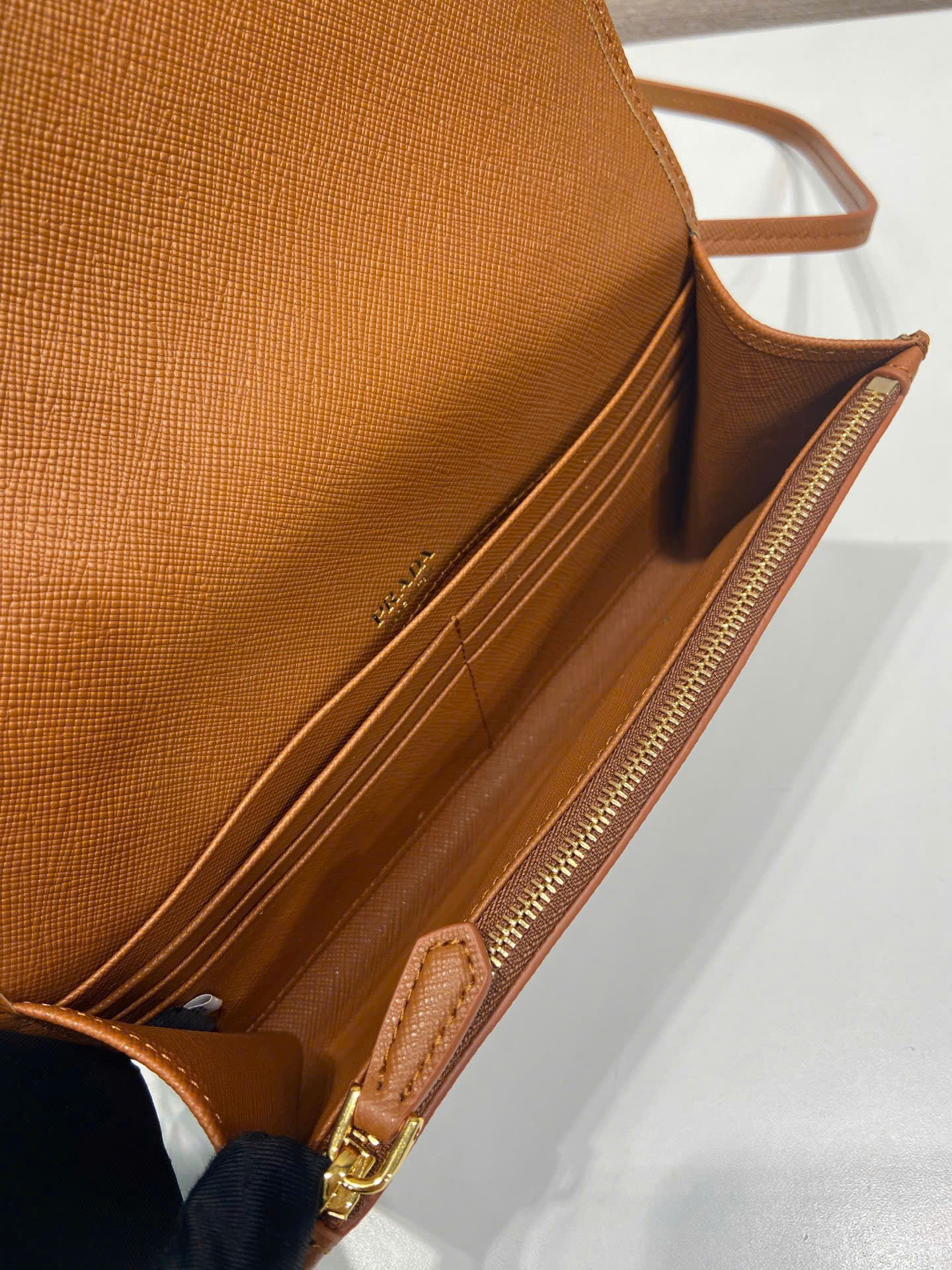 Prada Saffiano Leather Flap Wallet Shoulder Strap - Image 3