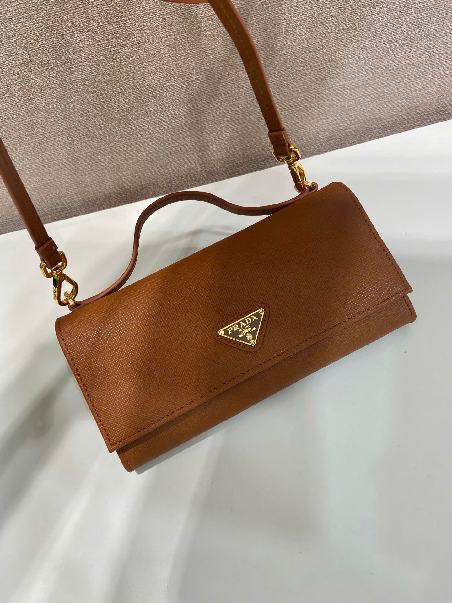 Prada Saffiano Leather Flap Wallet Shoulder Strap - Image 7