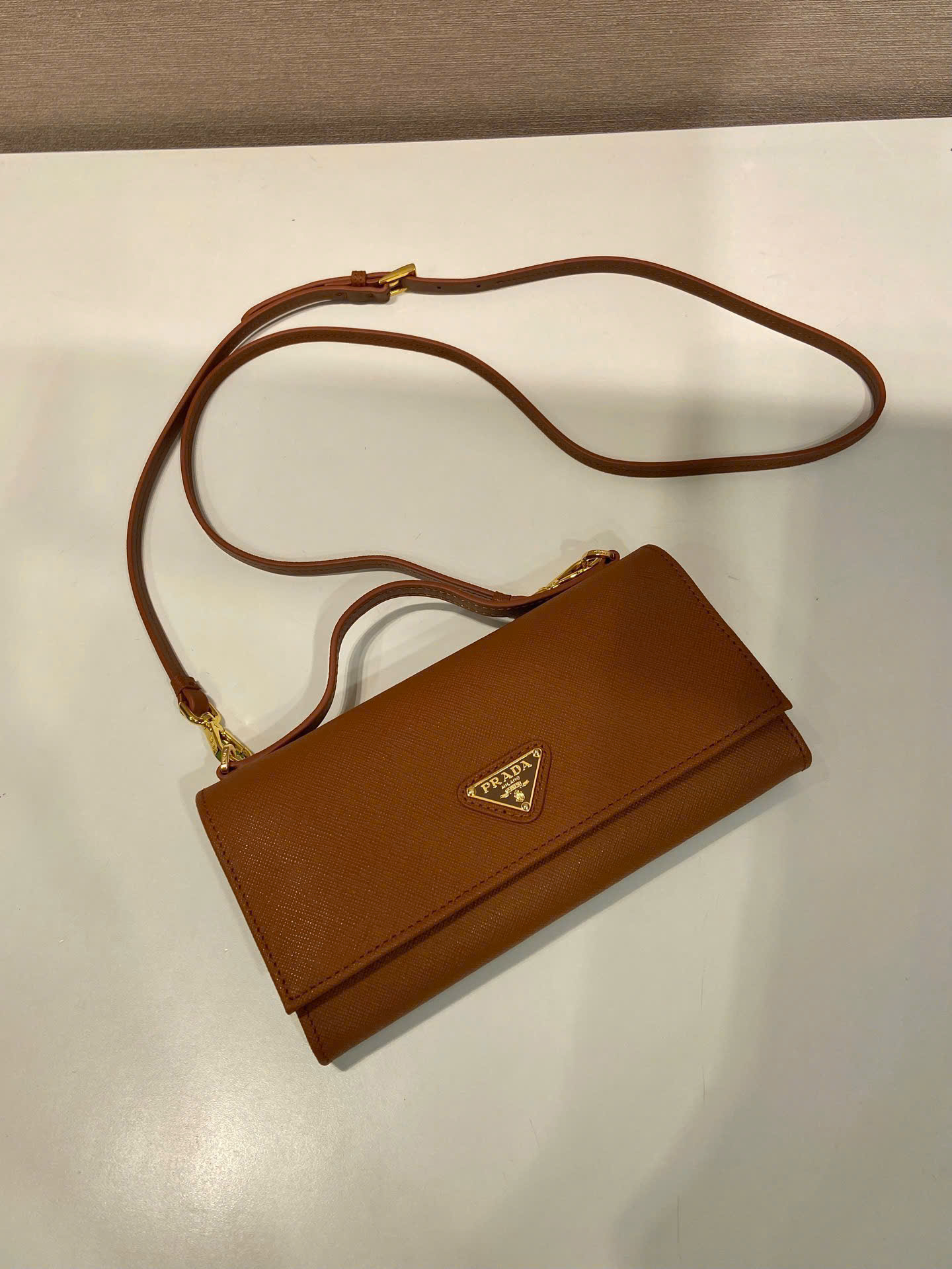 Prada Saffiano Leather Flap Wallet Shoulder Strap - Image 8