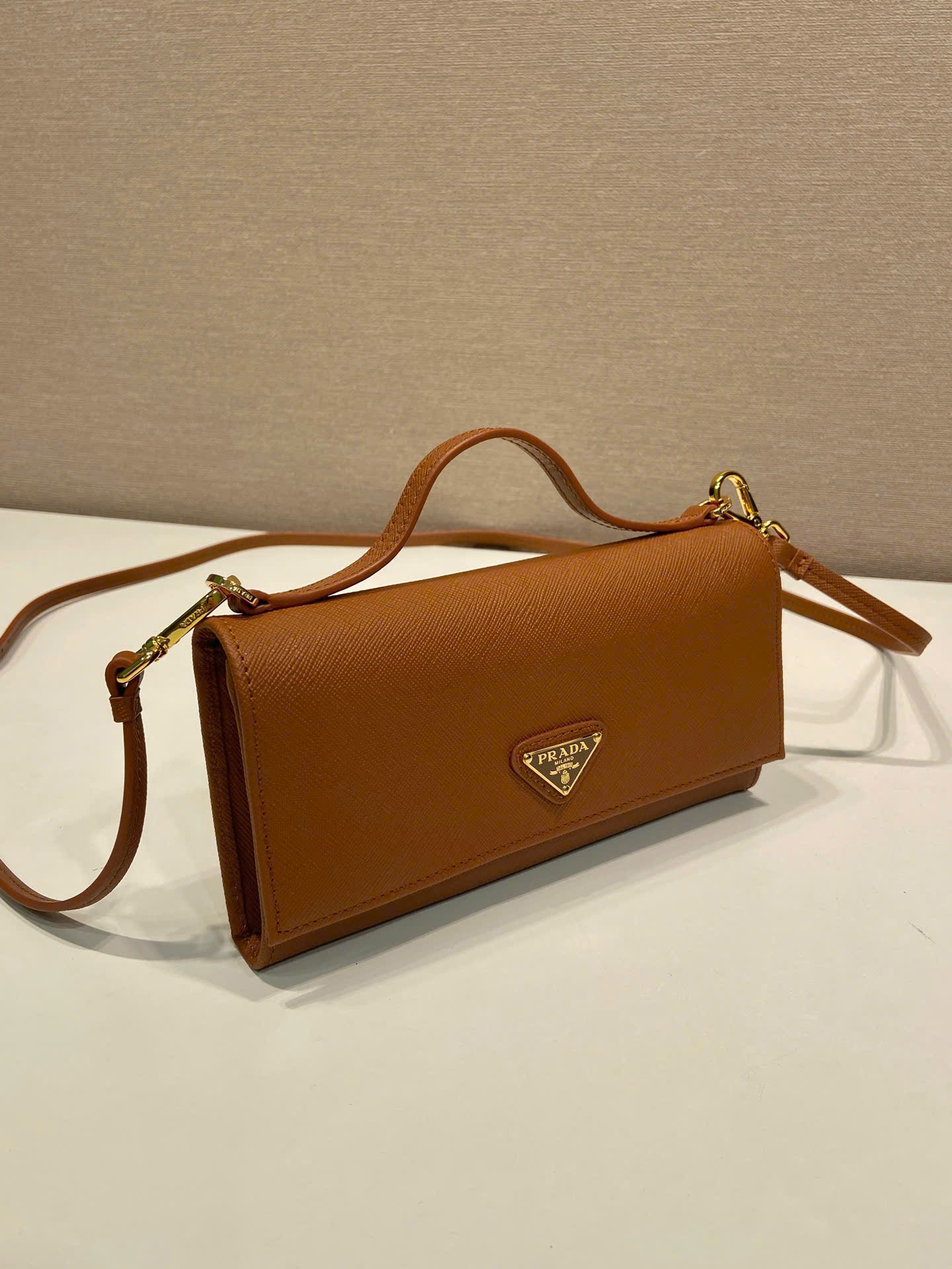 Prada Saffiano Leather Flap Wallet Shoulder Strap - Image 9