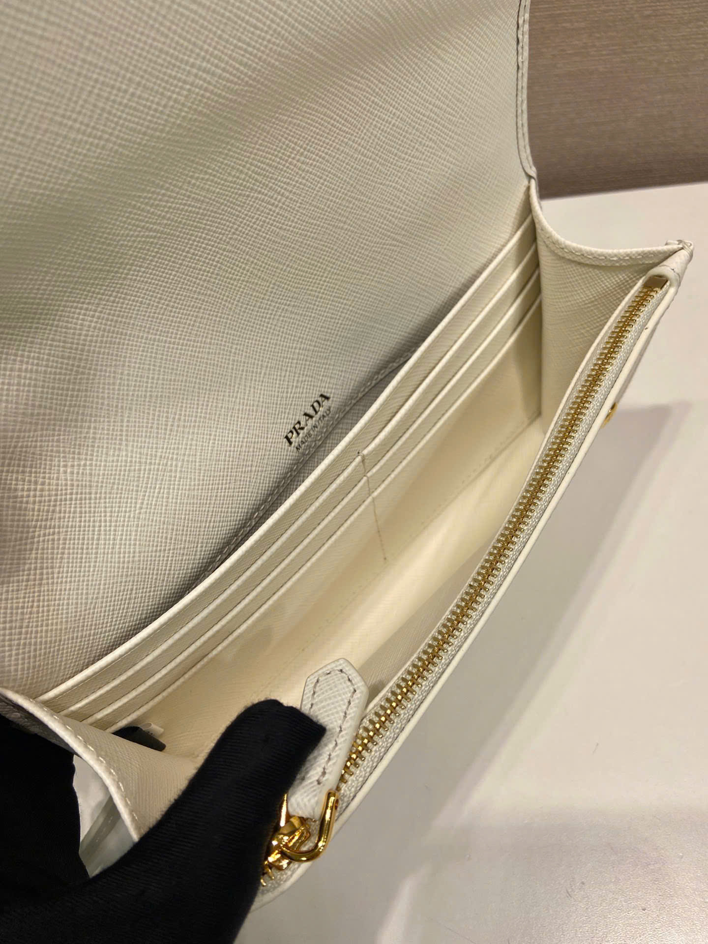 Prada Saffiano Leather Flap Wallet Shoulder Strap - Image 3