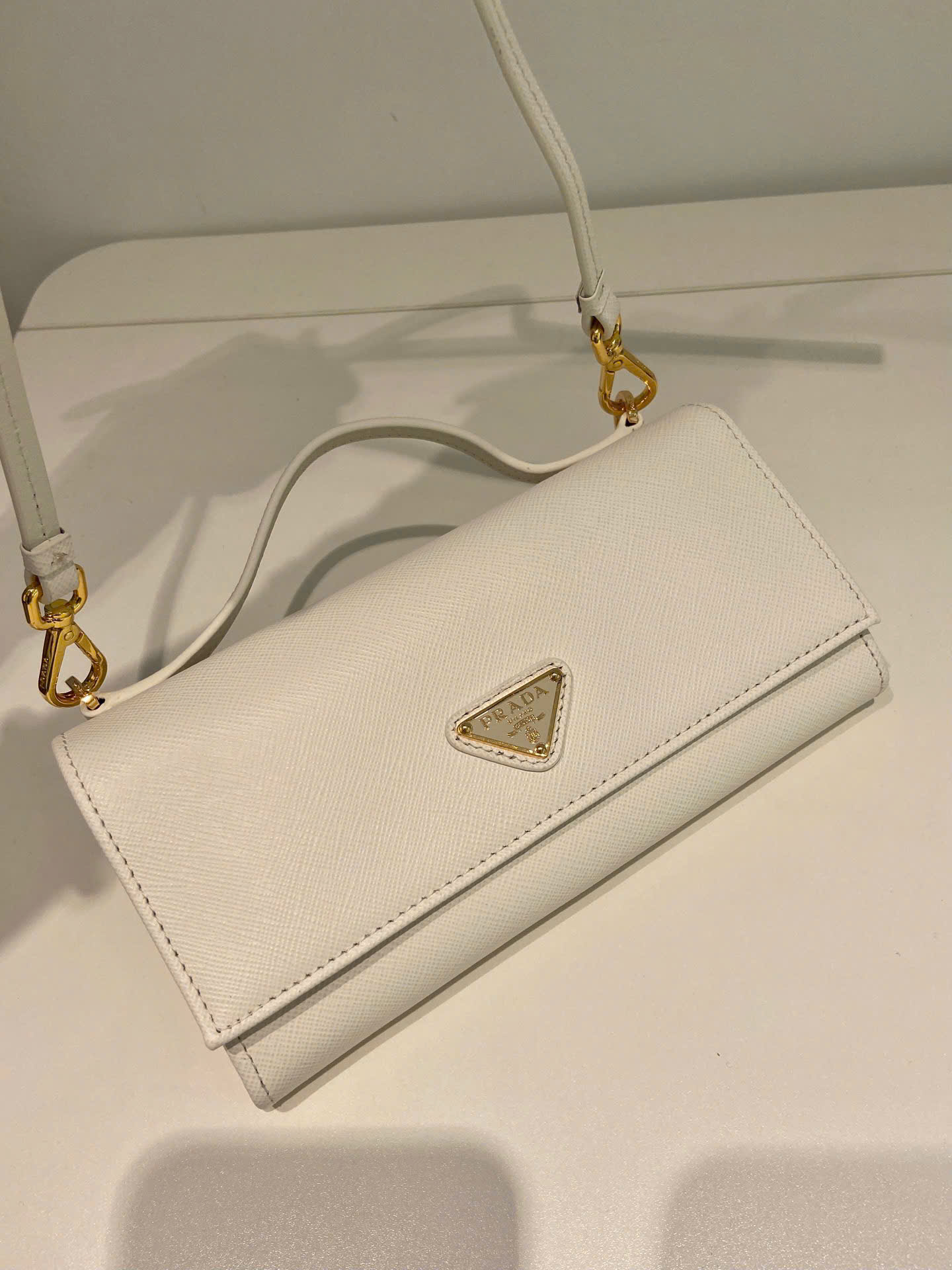 Prada Saffiano Leather Flap Wallet Shoulder Strap - Image 7
