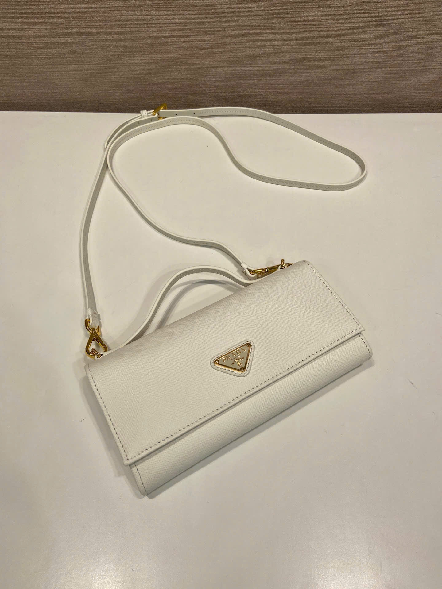Prada Saffiano Leather Flap Wallet Shoulder Strap - Image 8