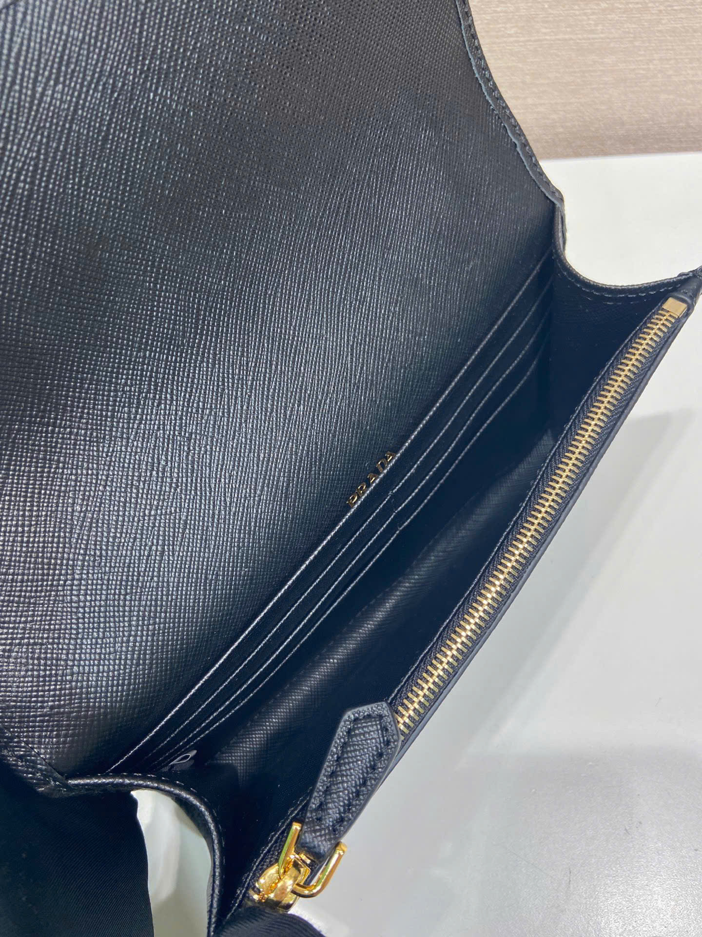 Prada Saffiano Leather Flap Wallet Shoulder Strap - Image 3