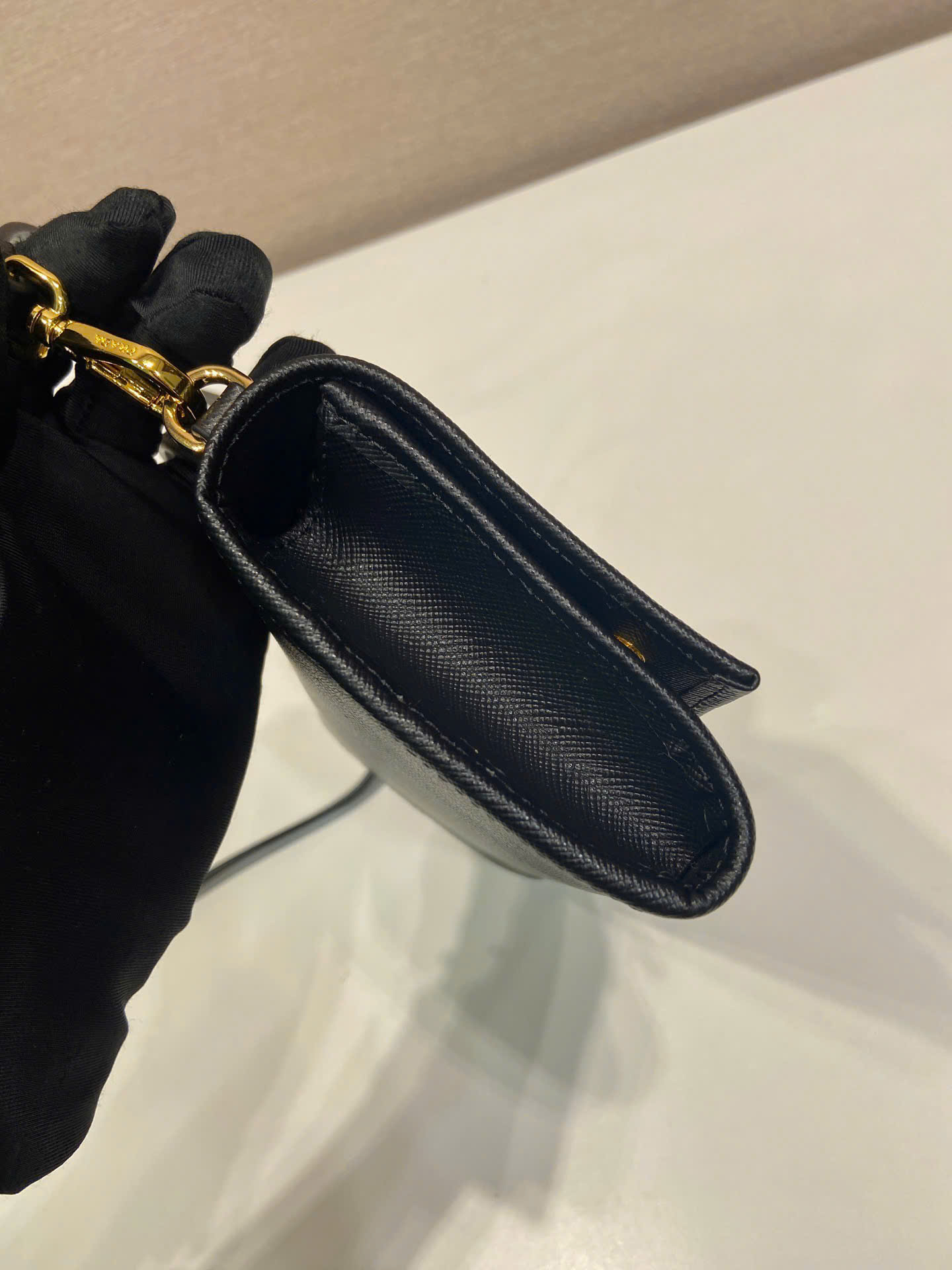Prada Saffiano Leather Flap Wallet Shoulder Strap - Image 5