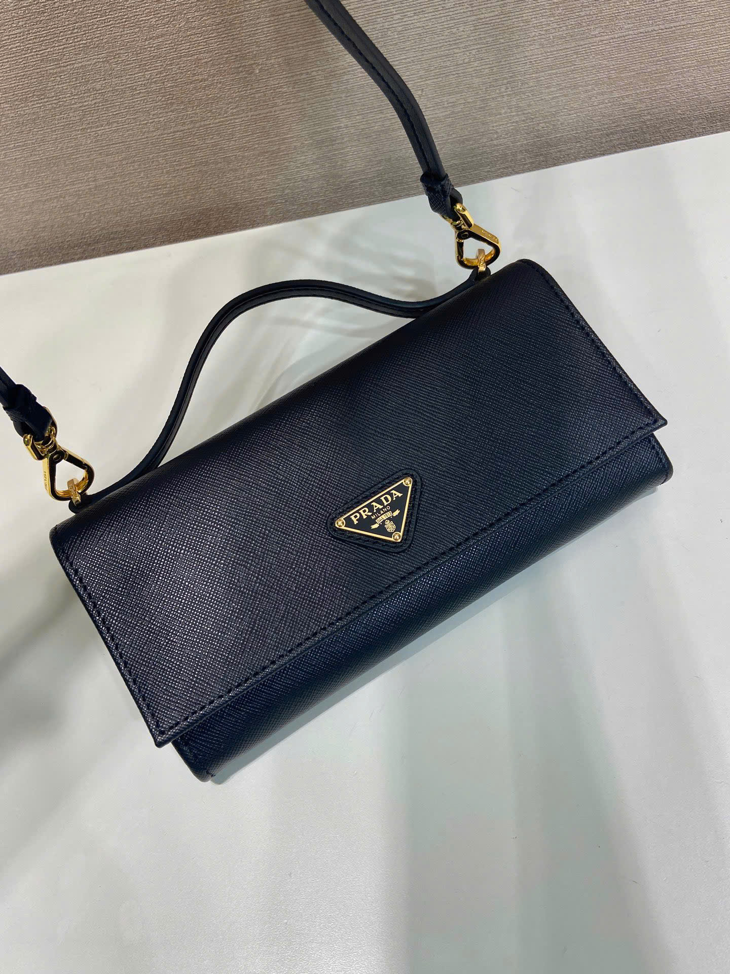 Prada Saffiano Leather Flap Wallet Shoulder Strap - Image 7