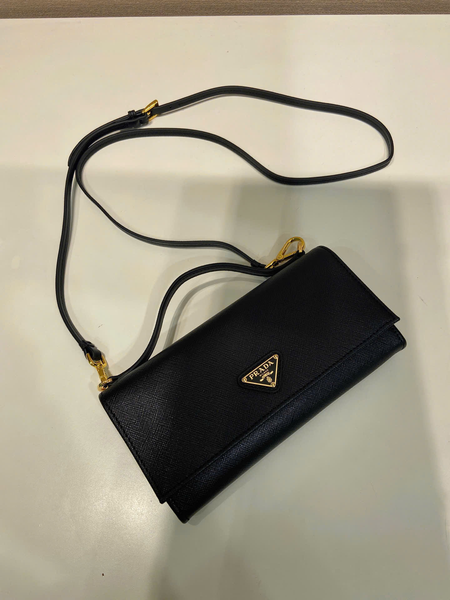 Prada Saffiano Leather Flap Wallet Shoulder Strap - Image 8