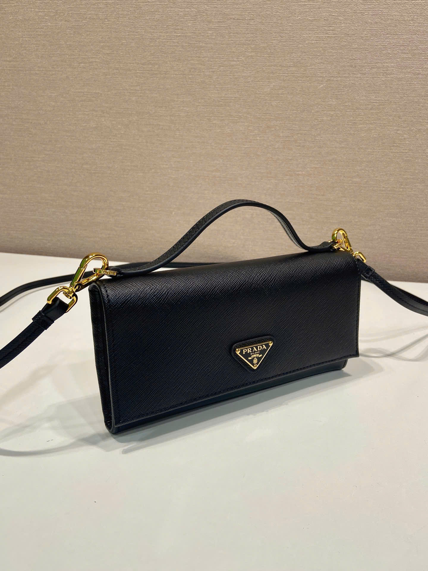 Prada Saffiano Leather Flap Wallet Shoulder Strap - Image 9