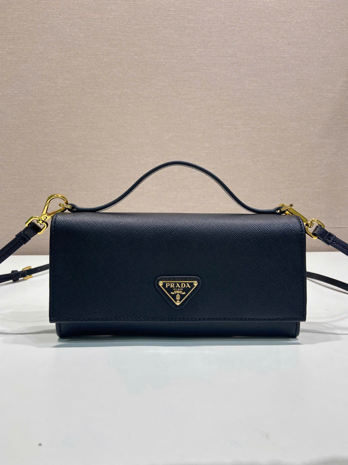 Prada Saffiano Leather Flap Wallet Shoulder Strap - Image 10