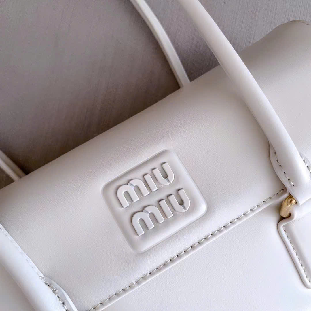 Miu Miu Chalk Arcadie Leather Bag 24cm - Image 6