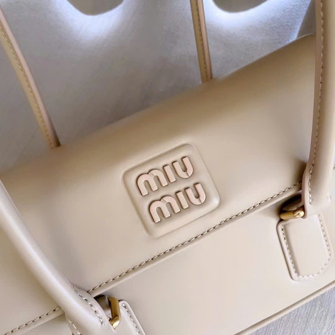 Miu Miu Chalk Arcadie Leather Bag 24cm - Image 6