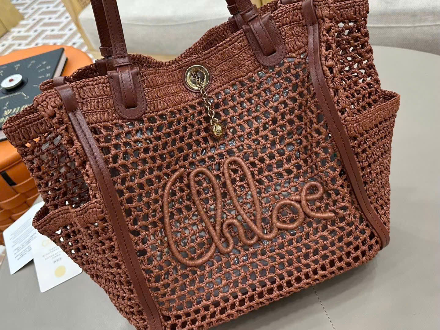 Chloé Iconic Raffia Tote Bag 28cm - Image 2